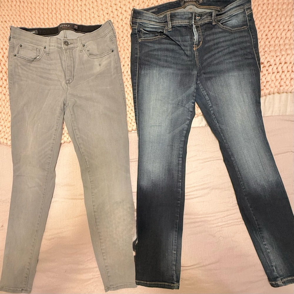 Torrid Gray Sky High and Blue Luxe Skinny Jeans for Women